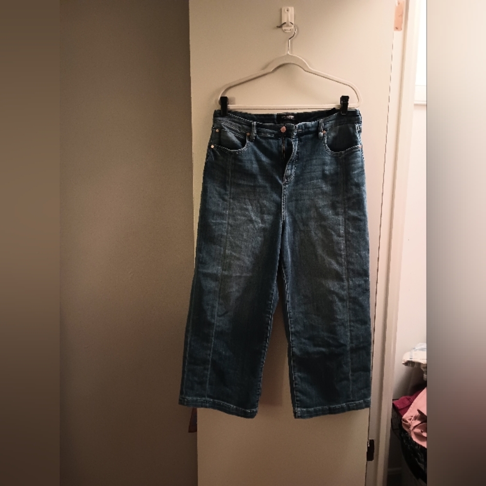 Liverpool Denim Wide Leg Jeans with Contrast Stitching